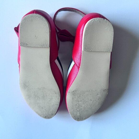 Janie and Jack Girl's Pieced Ballet Flat. Red, white, Navy Blue. Size - 7 - Picture 7 of 10